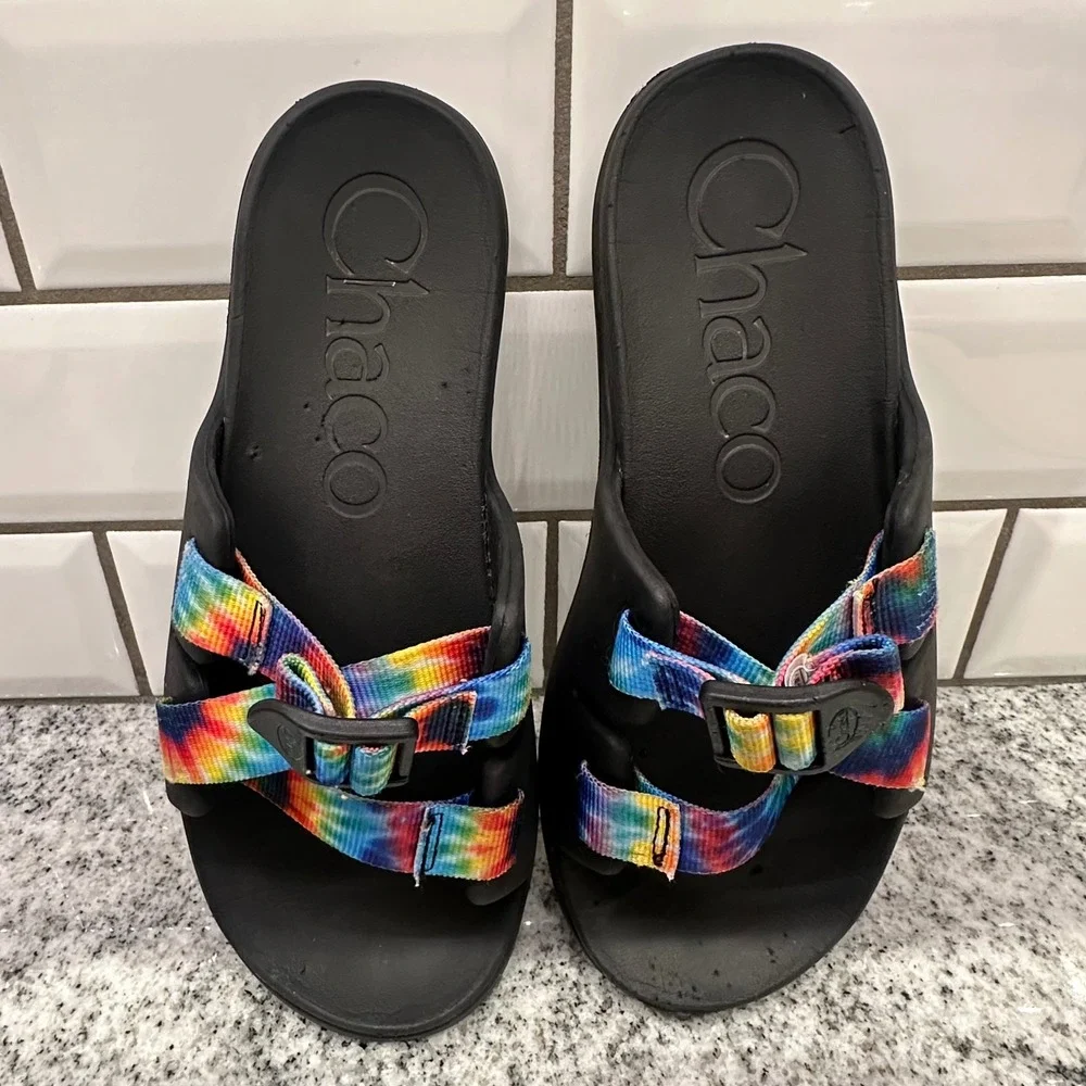 Chaco Slides‎ Tie Dye Straps Adjustable Sandals Kids Size 4/5